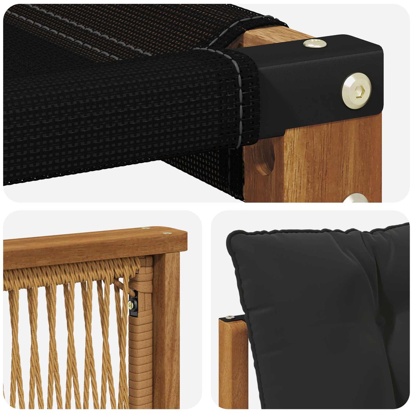 Set di divani da esterno con cuscino 6 pcs Naturale e Nero | homemem39