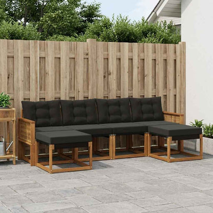 Set di divani da esterno con cuscino 6 pcs Naturale e Nero | homemem39