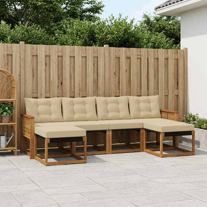 Set di divani da esterno con cuscino 6 pcs Naturale e Beige