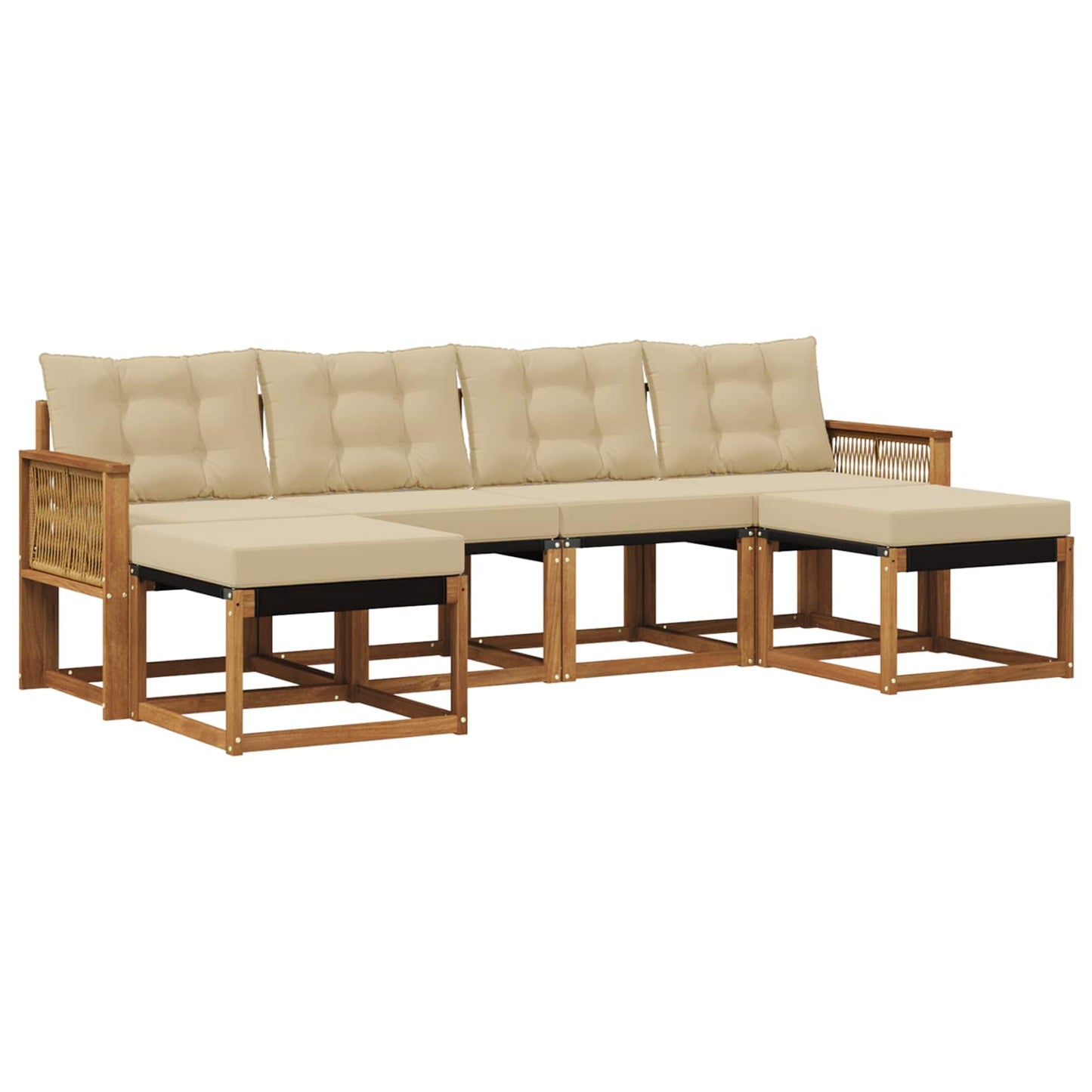 Set di divani da esterno con cuscino 6 pcs Naturale e Beige