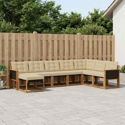Set di divani da esterno con cuscino 8 pcs Naturale e Beige | homemem39