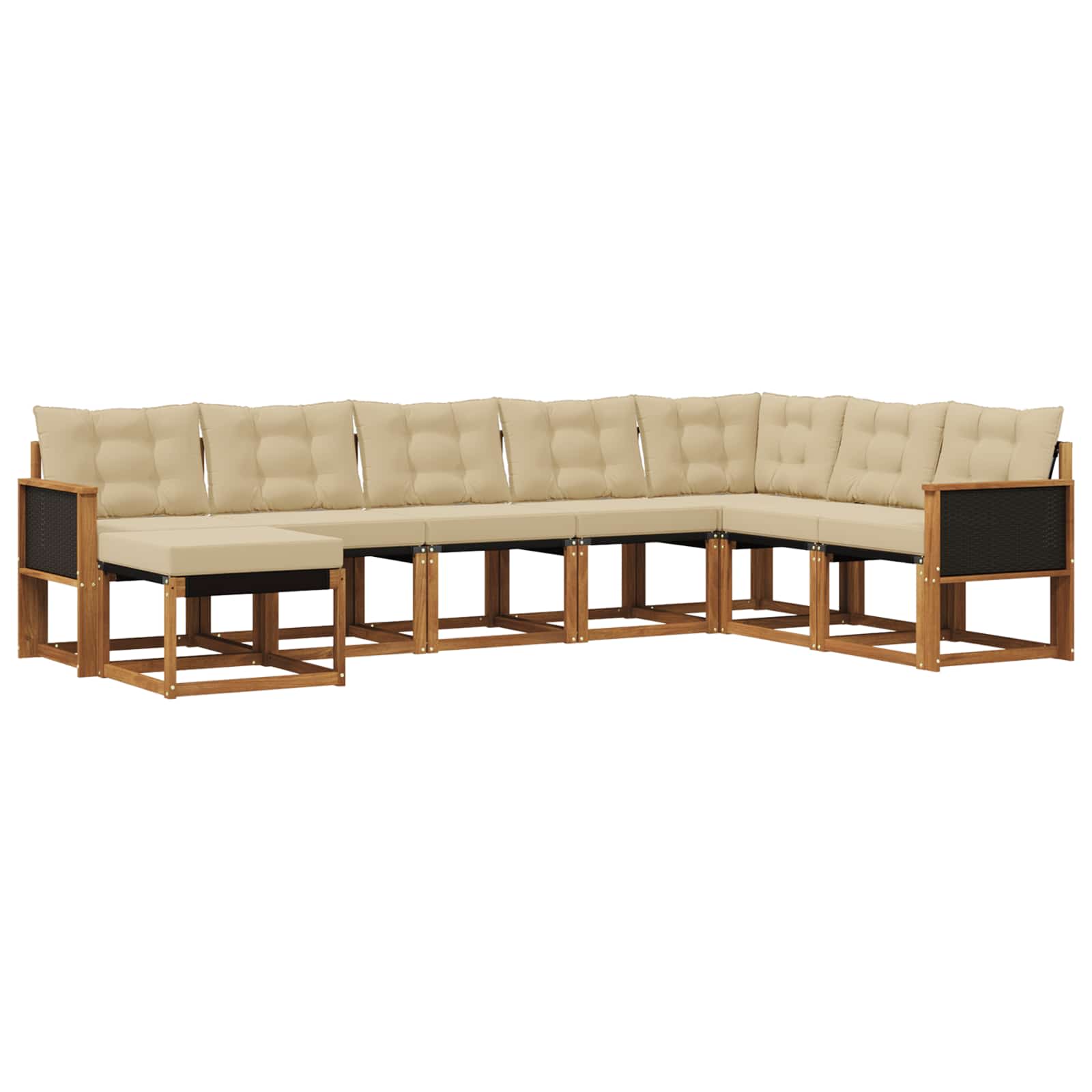 Set di divani da esterno con cuscino 8 pcs Naturale e Beige | homemem39