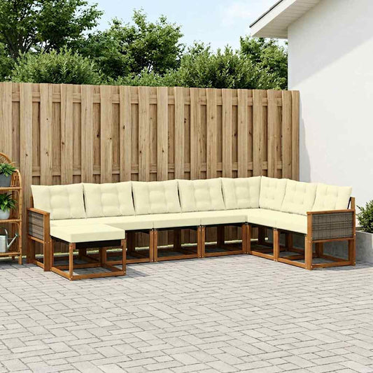 Set di divani da esterno con cuscino 8 pcs Naturale e Crema | homemem39