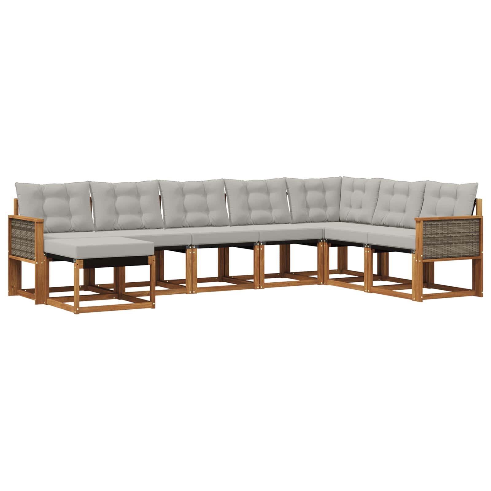 Set di divani da esterno 8 pcs Naturale e Grigio chiaro | homemem39