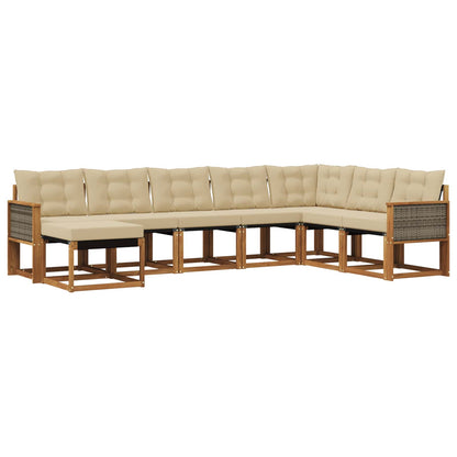 Set di divani da esterno con cuscino 8 pcs Naturale e Beige | homemem39