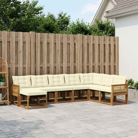 Set di divani da esterno con cuscino 8 pcs Naturale e Crema | homemem39