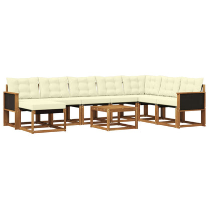 Set di divani da esterno con cuscino 9 pcs Naturale e Crema | homemem39