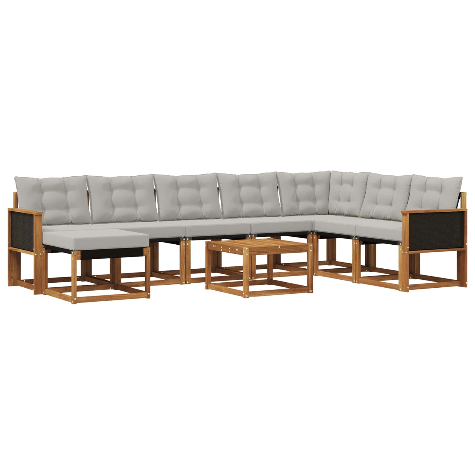 Set di divani da esterno 9 pcs Naturale e Grigio chiaro | homemem39