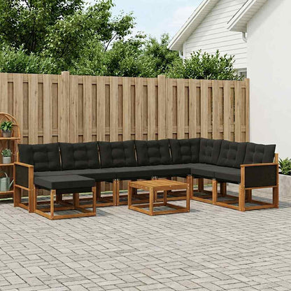 Set di divani da esterno con cuscino 9 pcs Naturale e Nero | homemem39