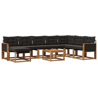 Set di divani da esterno con cuscino 9 pcs Naturale e Nero | homemem39