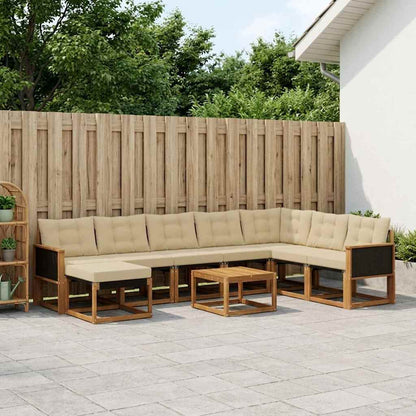 Set di divani da esterno con cuscino 9 pcs Naturale e Beige | homemem39