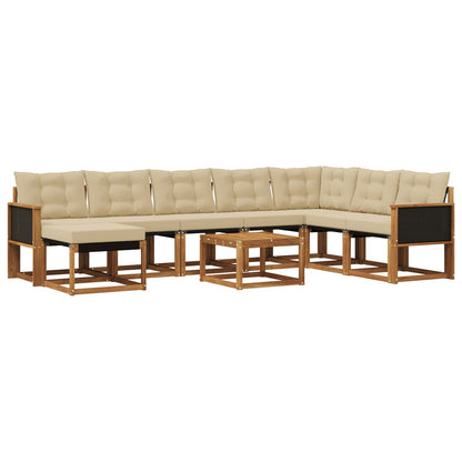 Set di divani da esterno con cuscino 9 pcs Naturale e Beige | homemem39