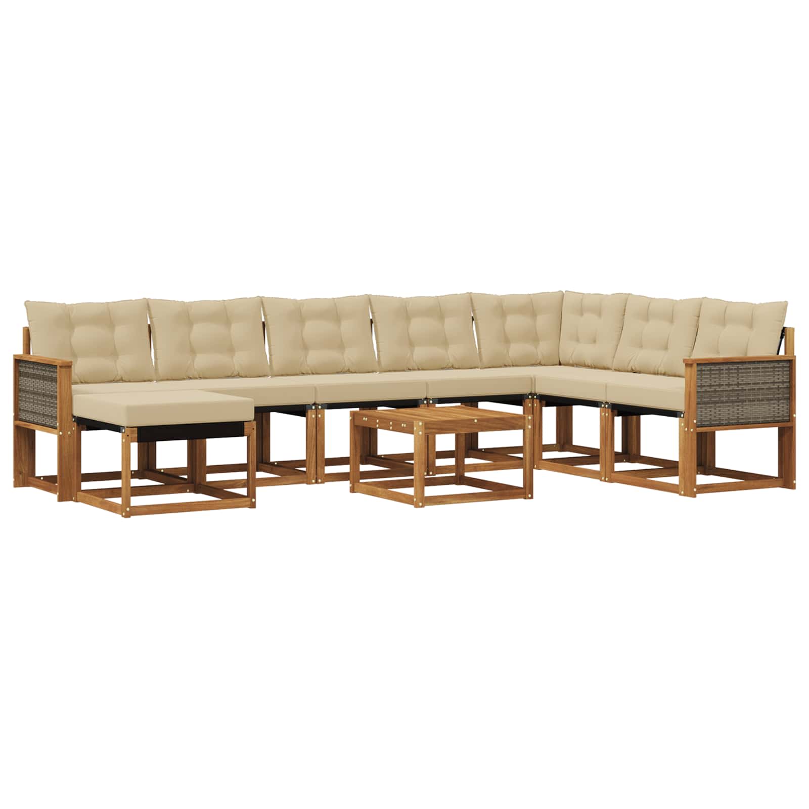 Set di divani da esterno con cuscino 9 pcs Naturale e Beige | homemem39