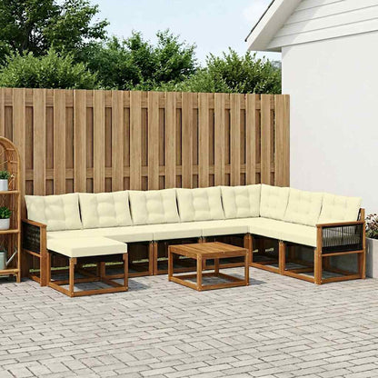 Set di divani da esterno con cuscino 9 pcs Naturale e Crema