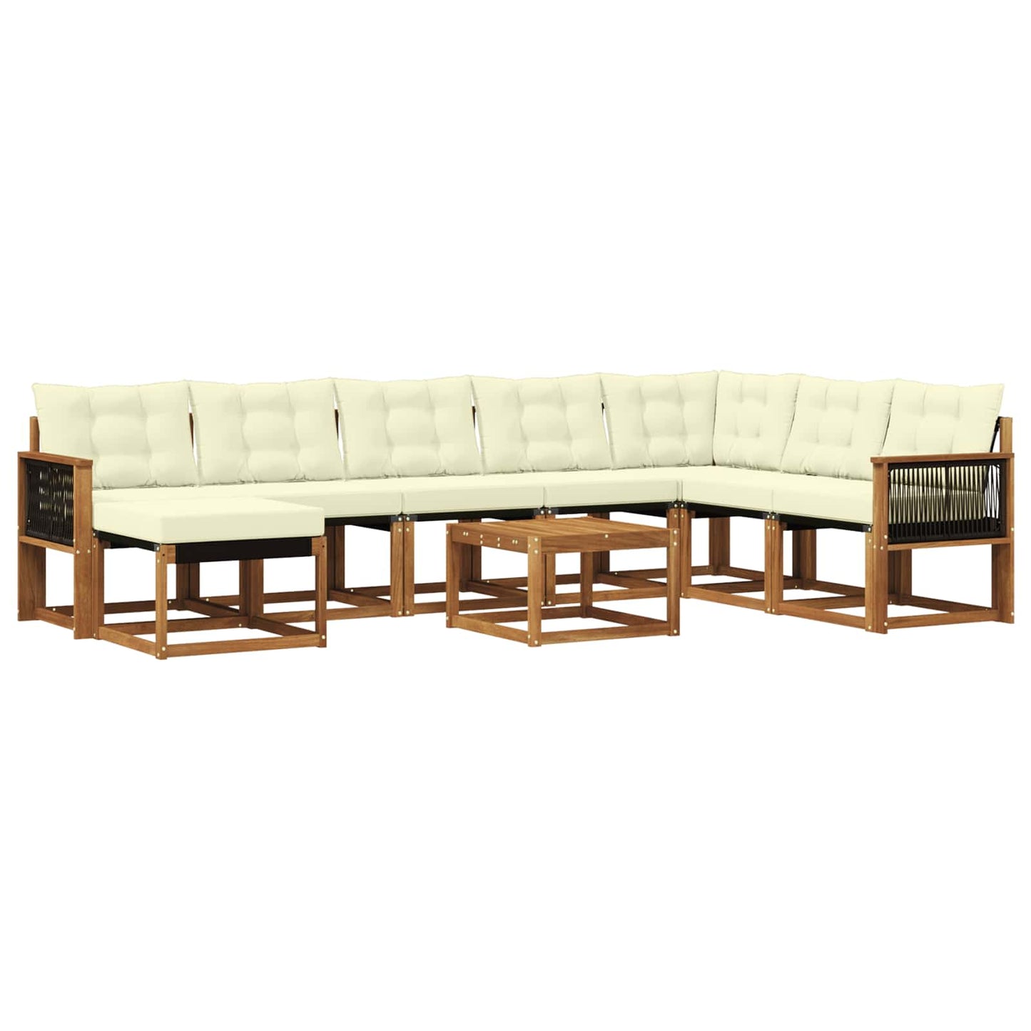 Set di divani da esterno con cuscino 9 pcs Naturale e Crema | homemem39