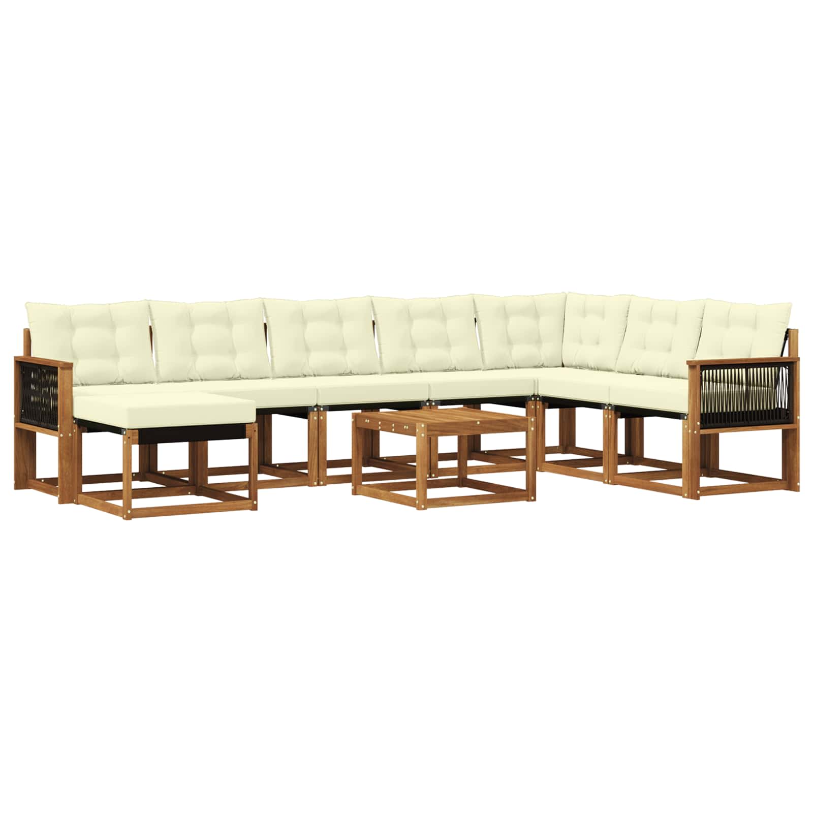 Set di divani da esterno con cuscino 9 pcs Naturale e Crema | homemem39