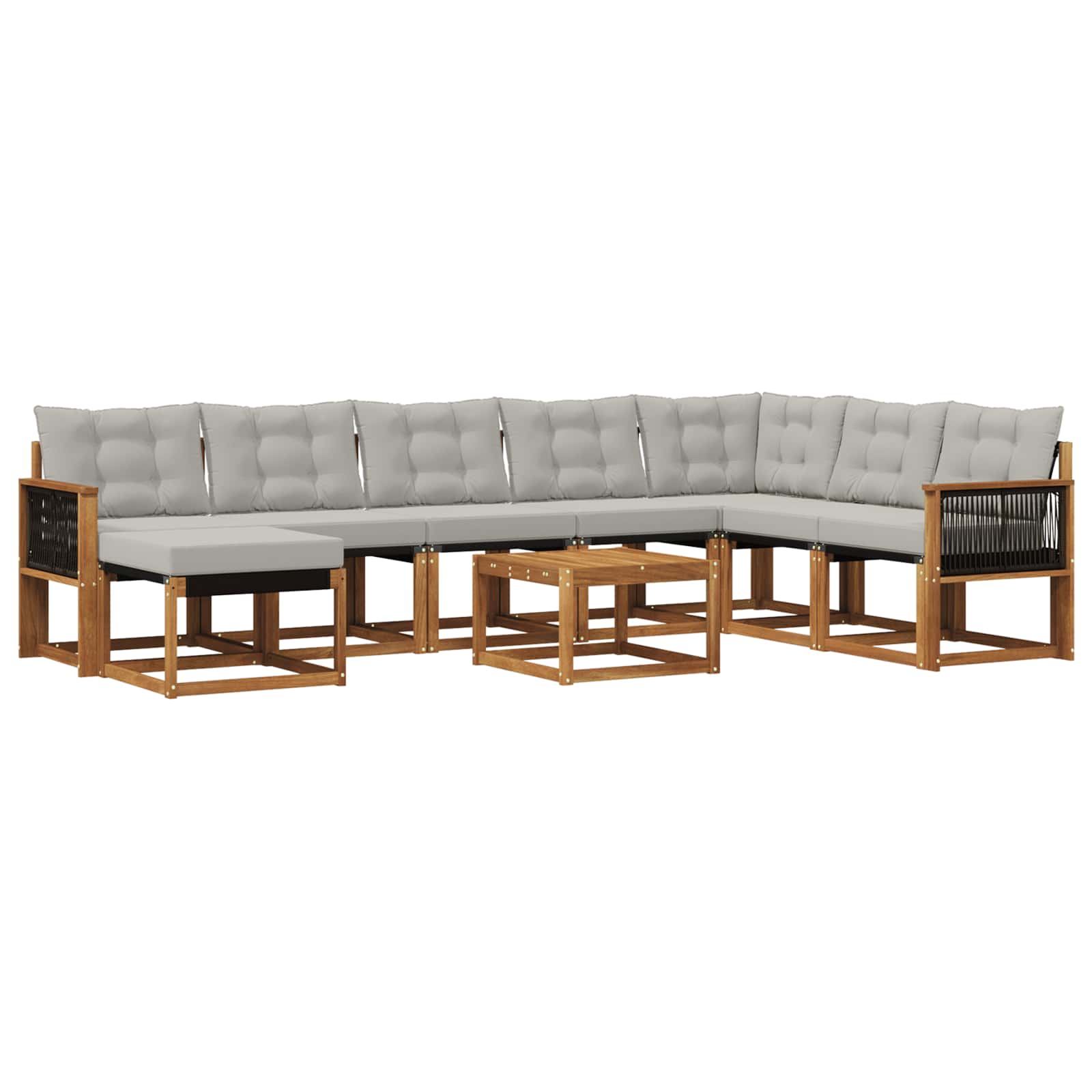 Set di divani da esterno 9 pcs Naturale e Grigio chiaro | homemem39