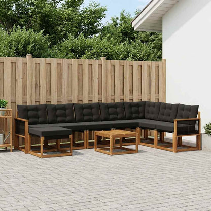 Set di divani da esterno con cuscino 9 pcs Naturale e Nero
