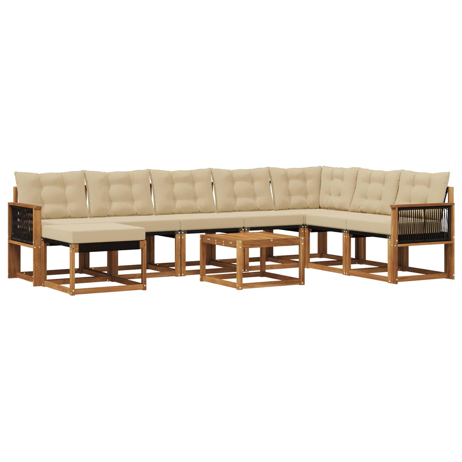 Set di divani da esterno con cuscino 9 pcs Naturale e Beige | homemem39
