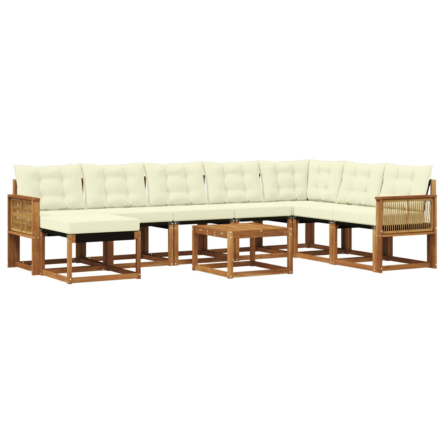 Set di divani da esterno con cuscino 9 pcs Naturale e Crema | homemem39