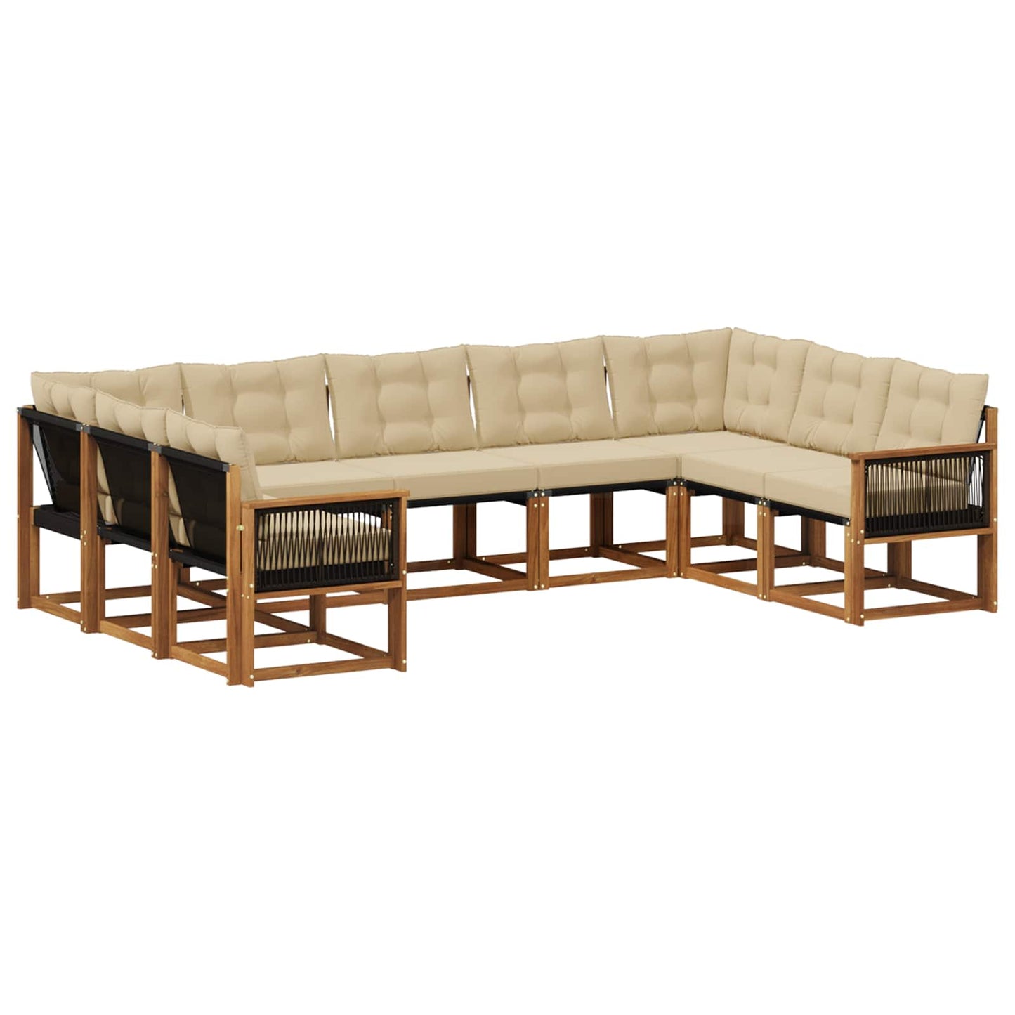 Set di divani da esterno con cuscino 9 pcs Naturale e Beige | homemem39