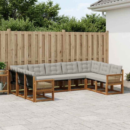 Set di divani da esterno 9 pcs Naturale e Grigio Chiaro | homemem39