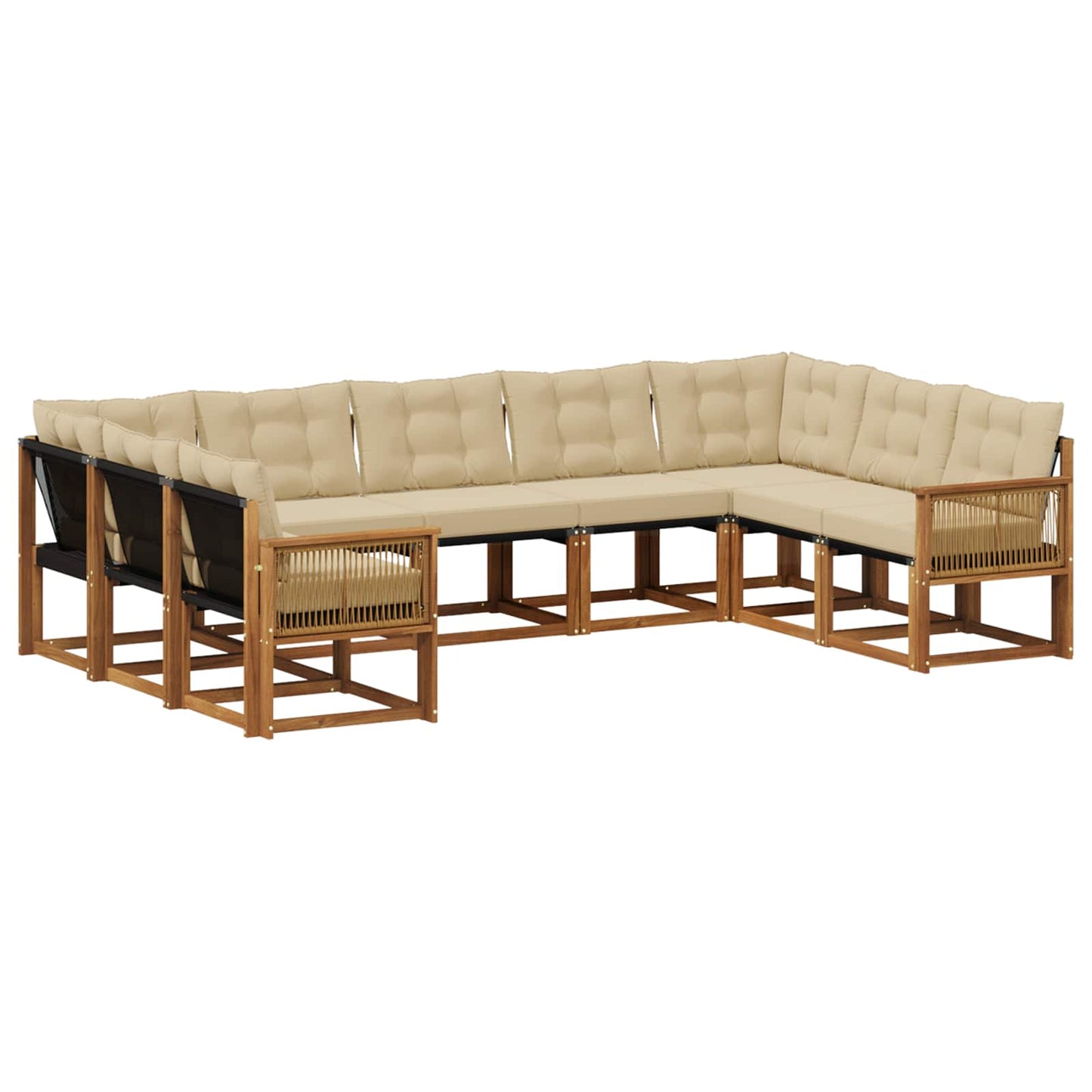 Set di divani da esterno con cuscino 9 pcs Naturale e Beige | homemem39