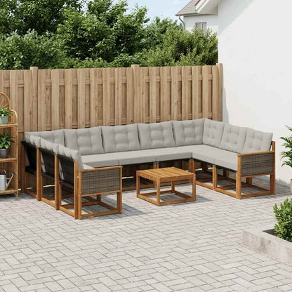 Set di divani da esterno 10 pcs Naturale e Grigio chiaro | homemem39