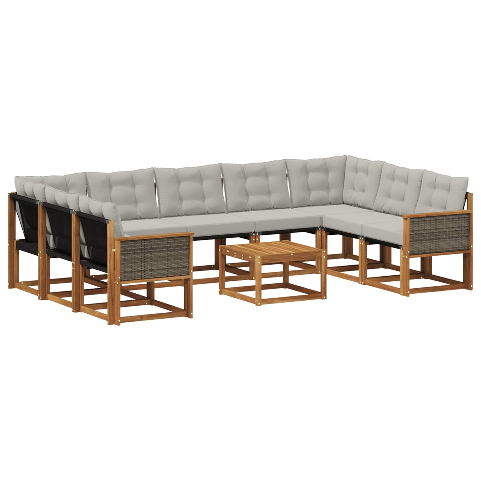 Set di divani da esterno 10 pcs Naturale e Grigio chiaro | homemem39