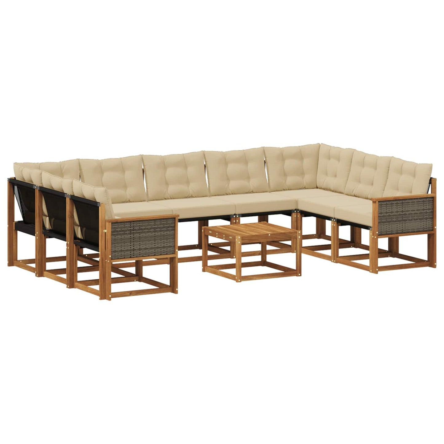 Set di divani da esterno con cuscino 10 pcs Naturale e Beige | homemem39