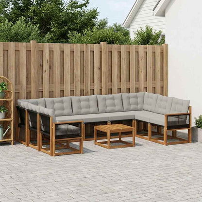 Set di divani da esterno 10 pcs Naturale e Grigio chiaro | homemem39