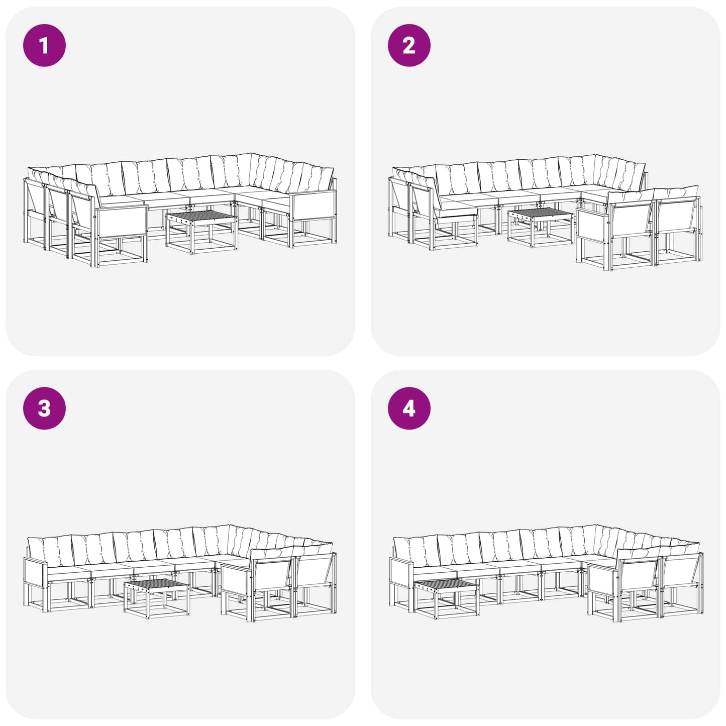 Set di divani da esterno 10 pcs Naturale e Grigio chiaro | homemem39