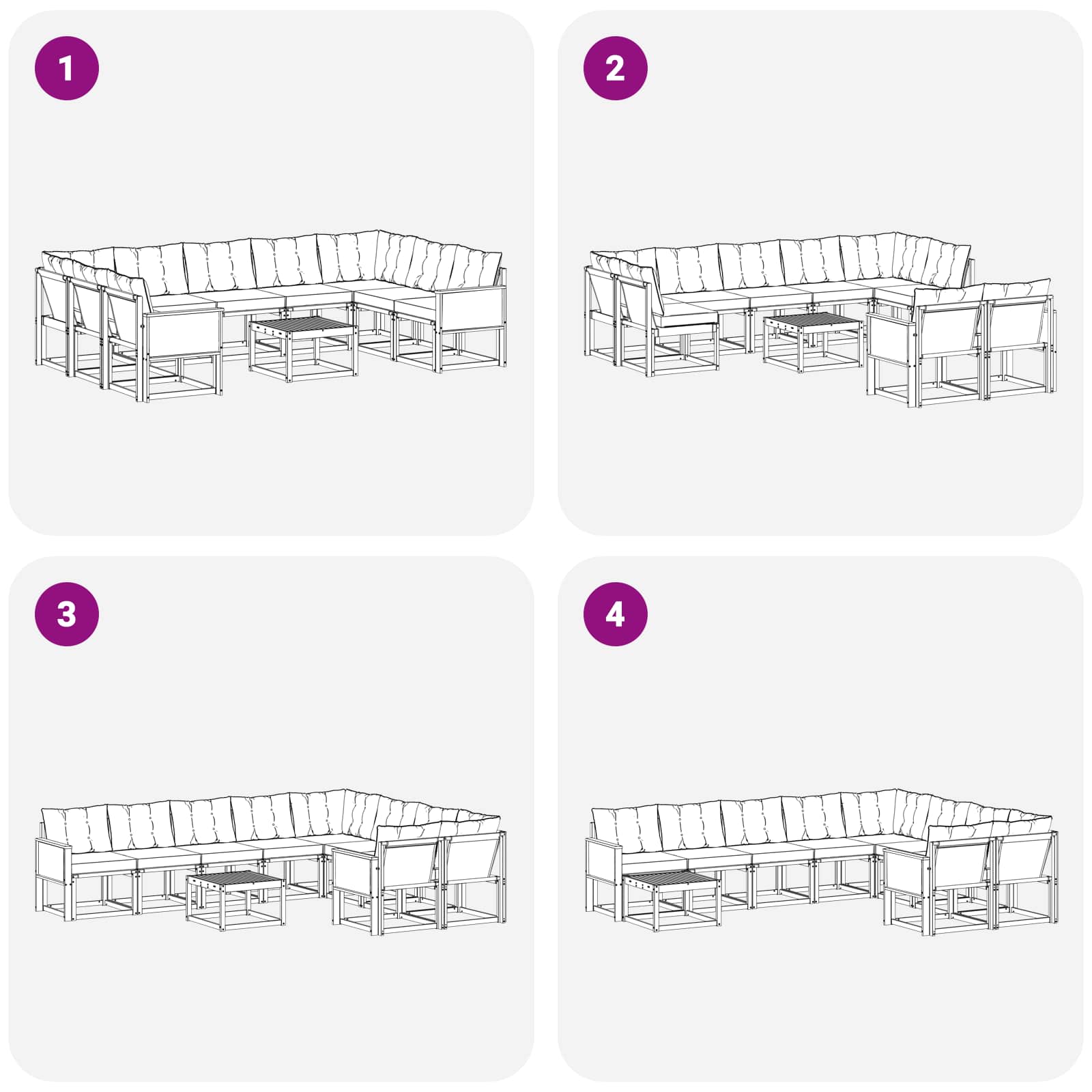 Set di divani da esterno 10 pcs Naturale e Grigio chiaro | homemem39