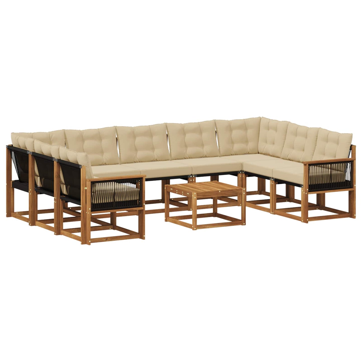 Set di divani da esterno con cuscino 10 pcs Naturale e Beige | homemem39