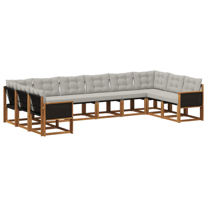 Set di divani da esterno 10 pcs Naturale e Grigio chiaro