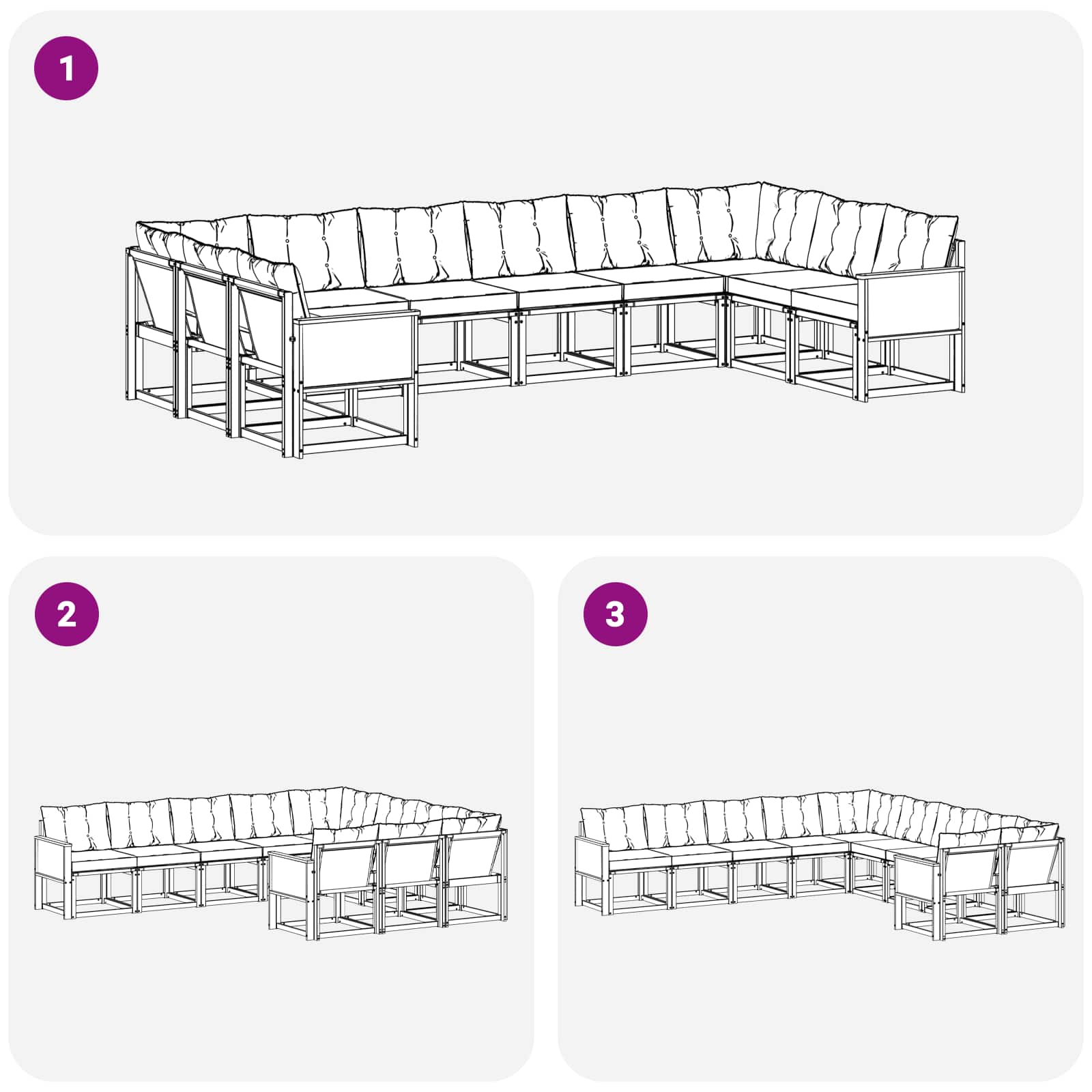 Set di divani da esterno 10 pcs Naturale e Grigio chiaro | homemem39