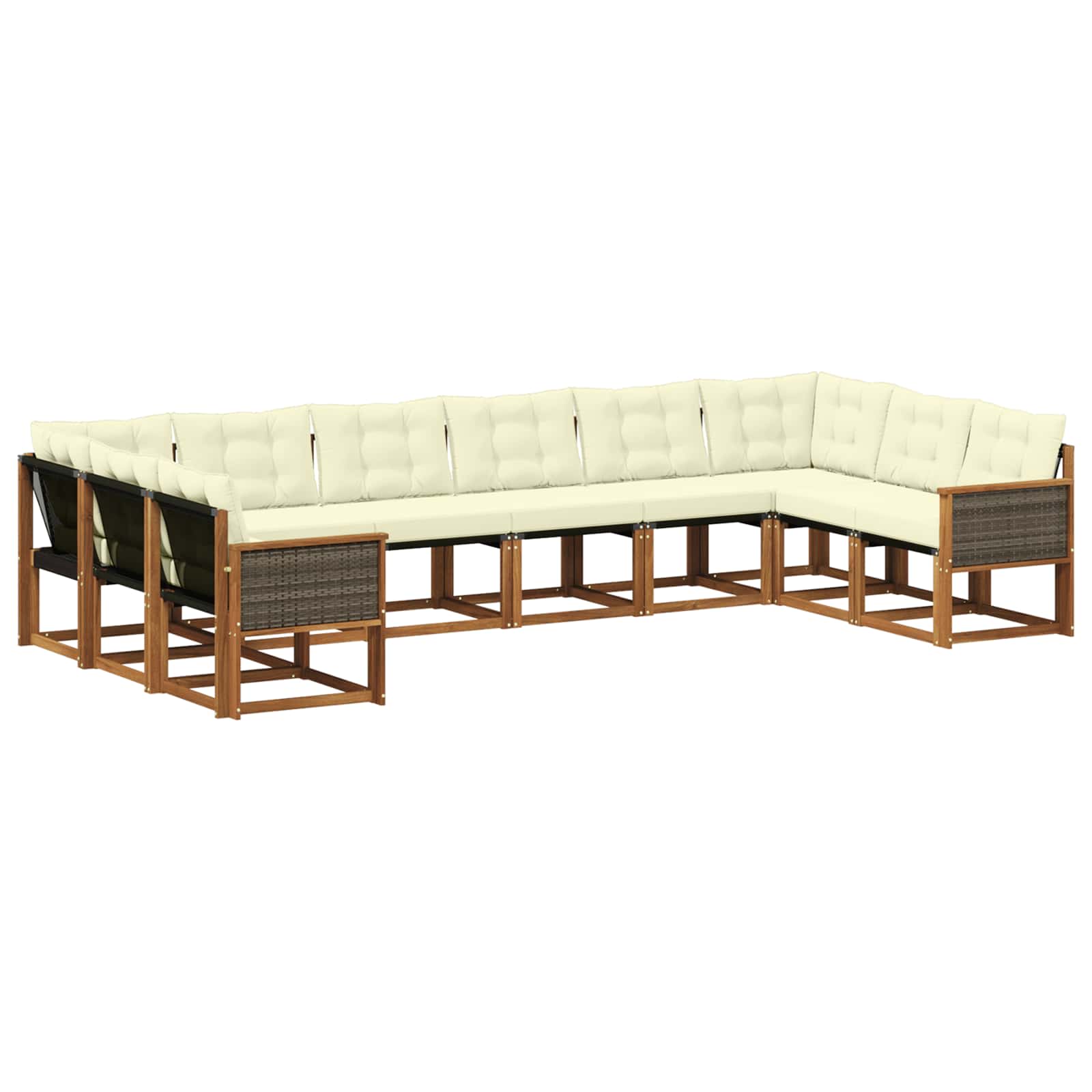 Set di divani da esterno con cuscino 10 pcs Naturale e Crema | homemem39