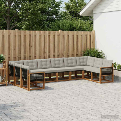 Set di divani da esterno 10 pcs Naturale e Grigio chiaro