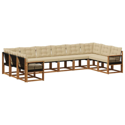 Set di divani da esterno con cuscino 10 pcs Naturale e Beige | homemem39