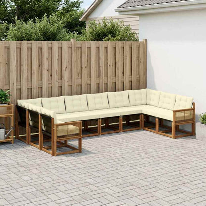 Set di divani da esterno con cuscino 10 pcs Naturale e Crema | homemem39
