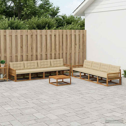 Set di divani da esterno 9 pz Naturale e Beige