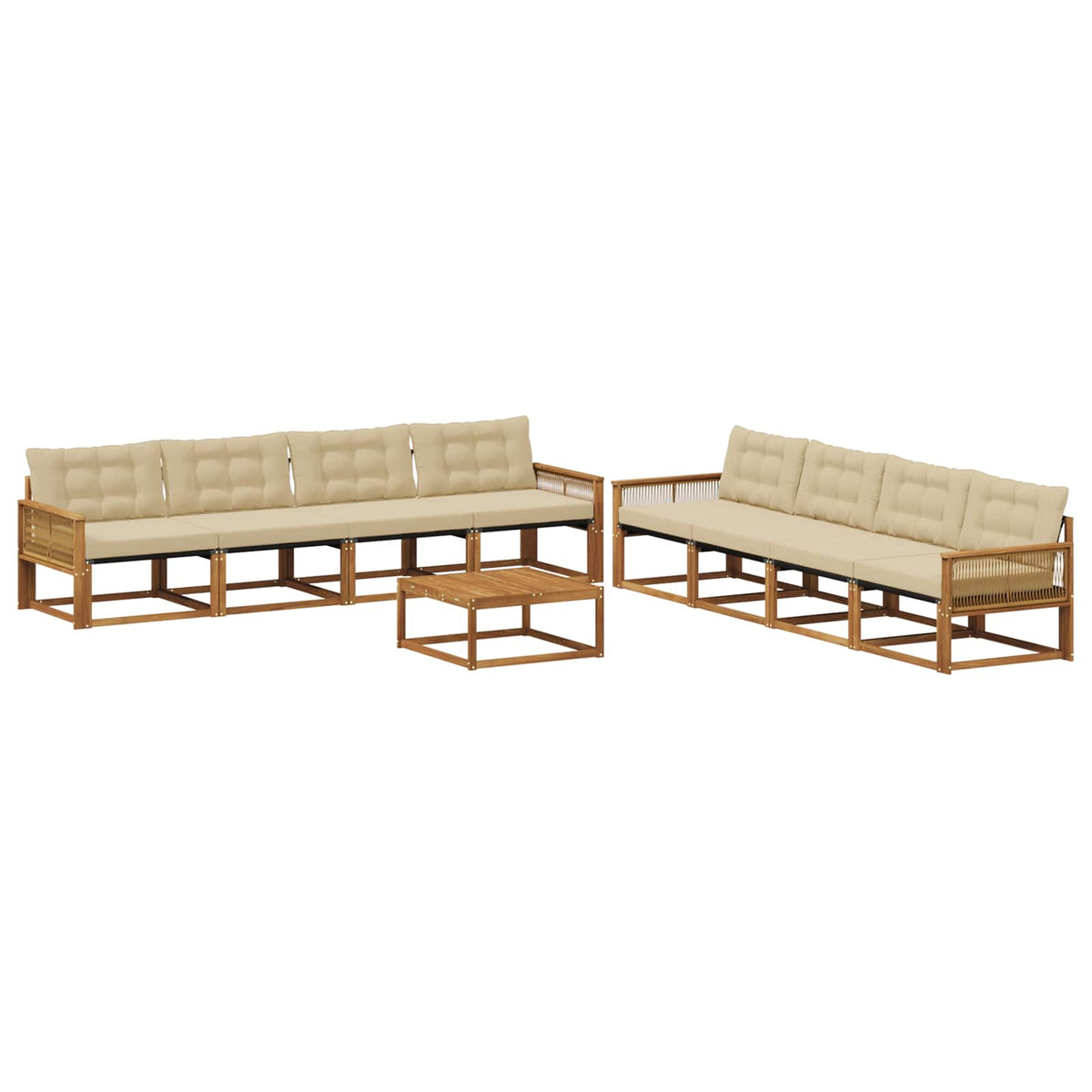 Set di divani da esterno 9 pz Naturale e Beige | homemem39