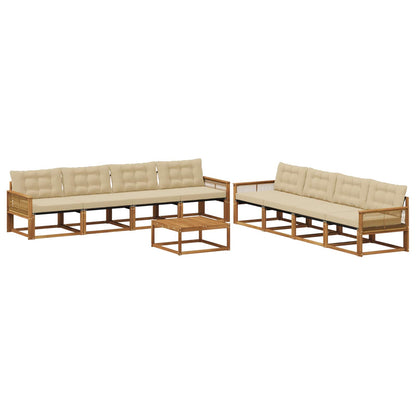 Set di divani da esterno 9 pz Naturale e Beige | homemem39
