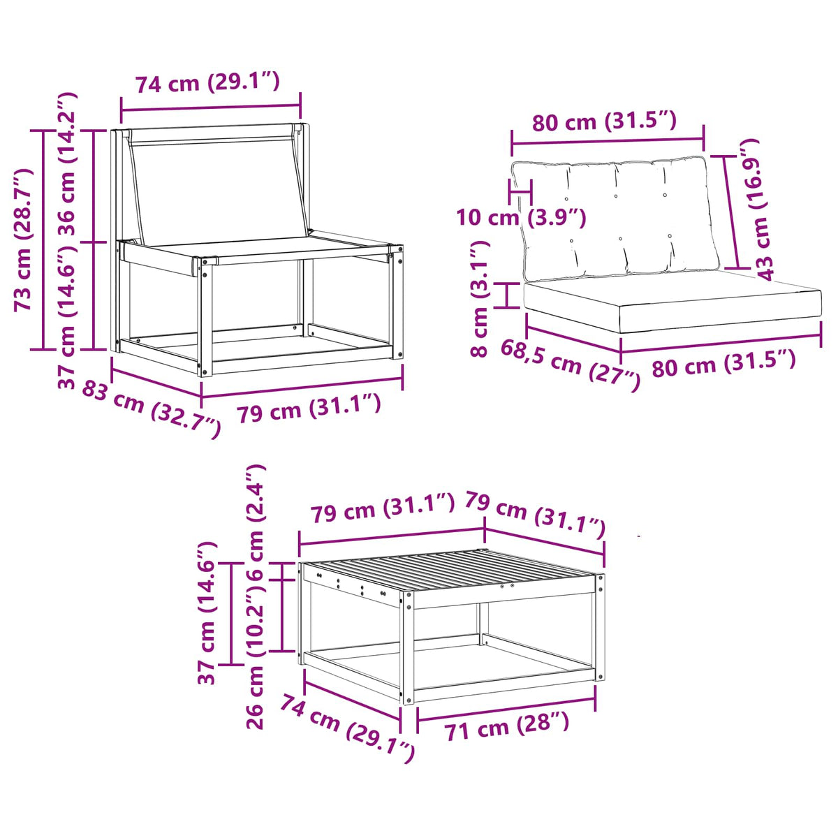 Set di divani da esterno 9 pz Naturale e Beige | homemem39