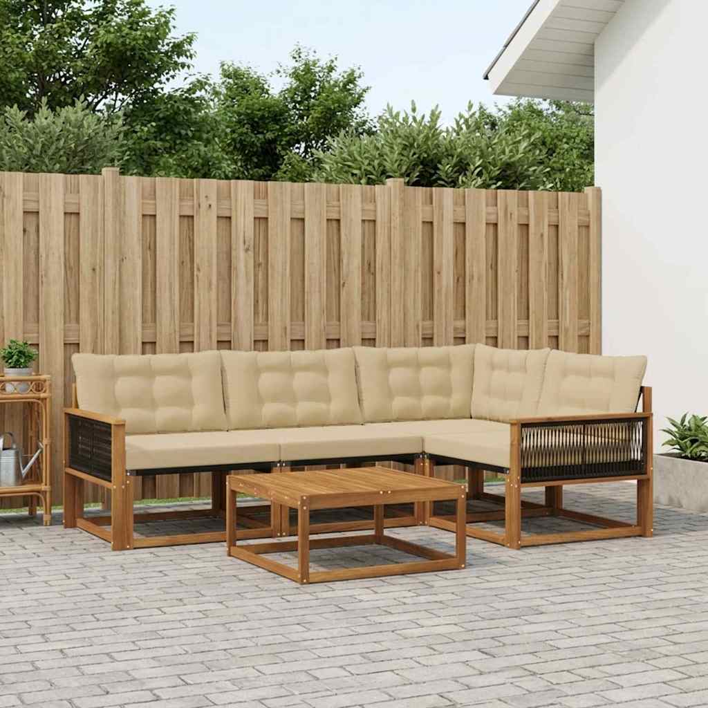 Set di divani da esterno 5 pz Naturale e Beige