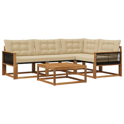 Set di divani da esterno 5 pz Naturale e Beige