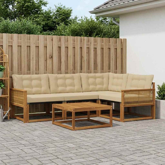 Set di divani da esterno 5 pz Naturale e Beige