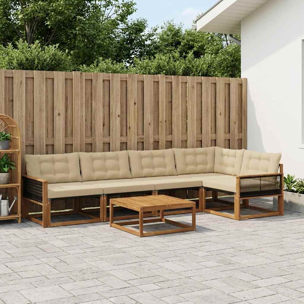 Set di divani da esterno 6 pz Naturale e Beige