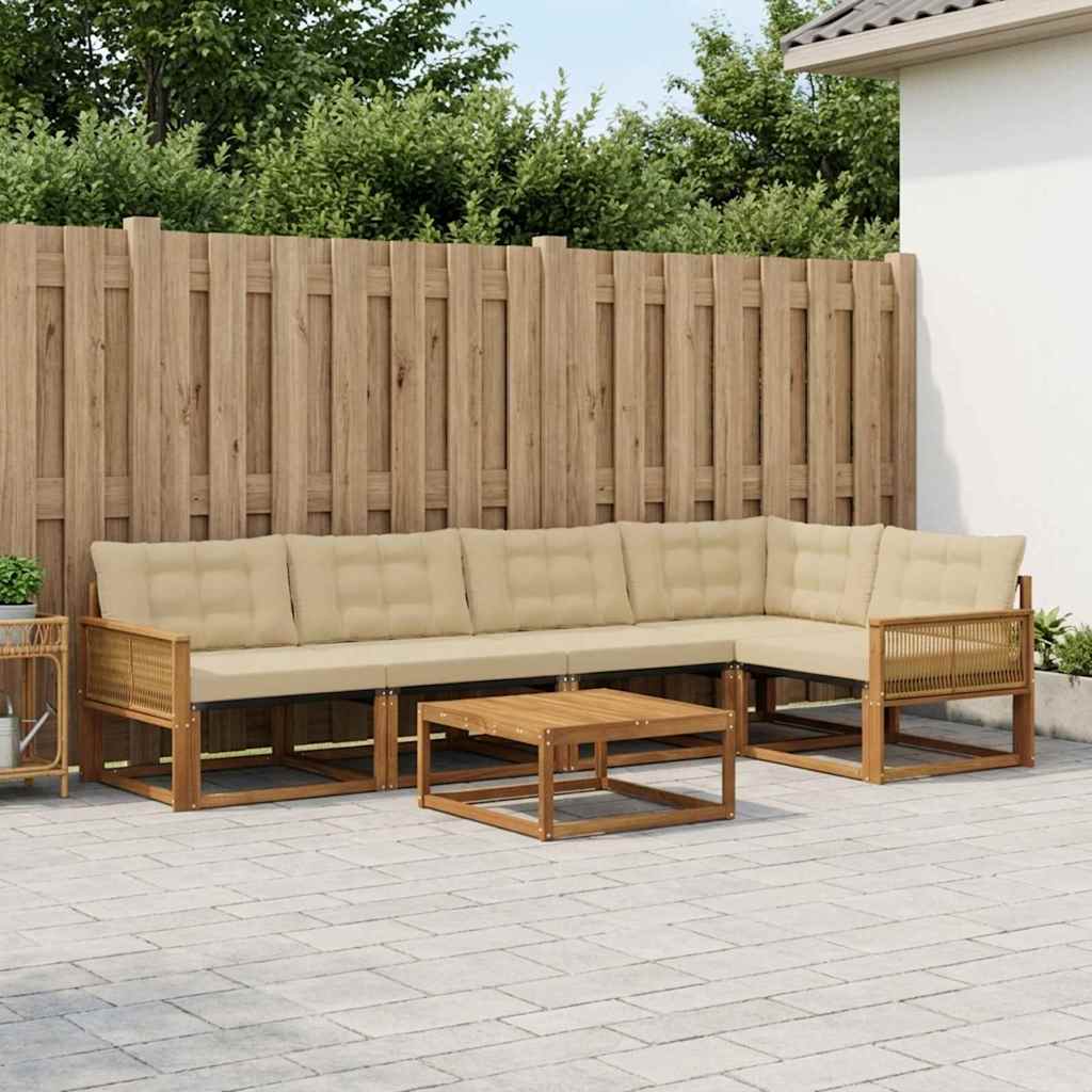 Set di divani da esterno 6 pz Naturale e Beige | homemem39