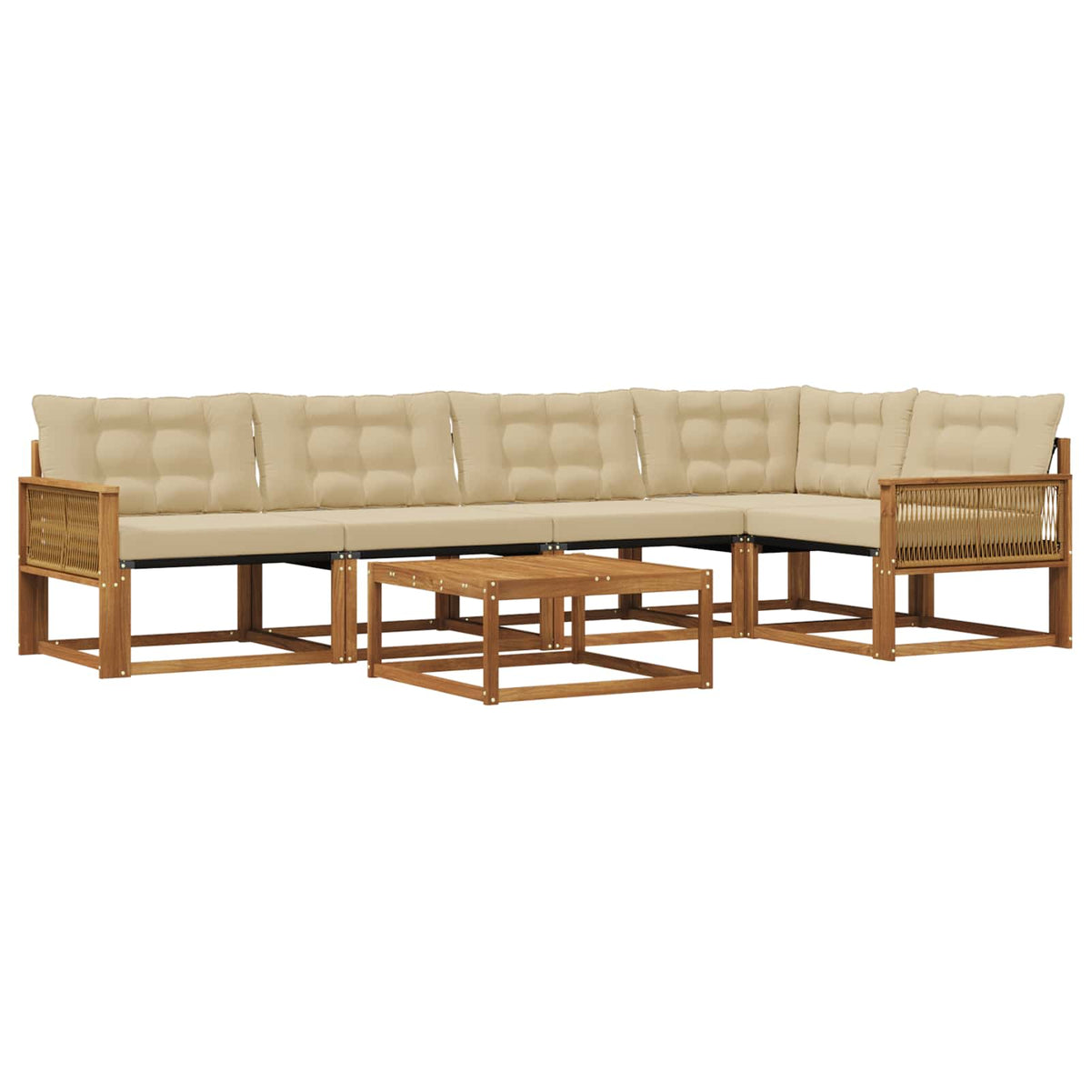 Set di divani da esterno 6 pz Naturale e Beige | homemem39
